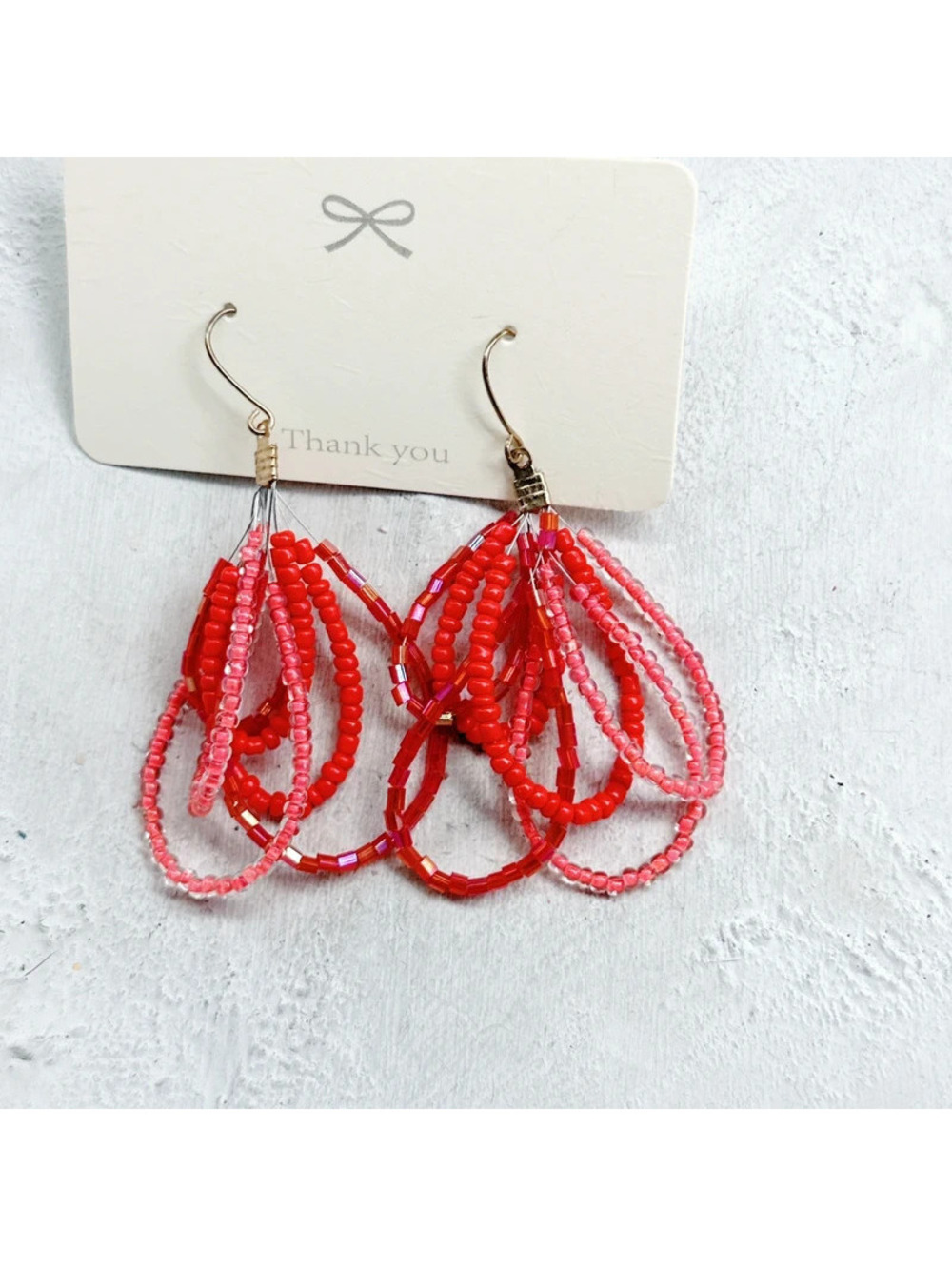 2572mc. Coral Seed Bead Earrings Glass
